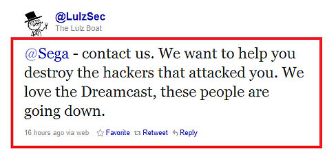 画像ギャラリー No.001のサムネイル画像 / 不正アクセス被害に遭ったSEGAに,ハッカーグループのLulzSecが「助太刀宣言」。“SEGAを攻撃したヤツらをぶっつぶす”