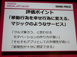画像ギャラリー No.011のサムネイル画像 / ソーシャルアプリがクルマをもっと楽しいものに。「TOYOTA SOCIAL APP AWARD」受賞作品発表会レポート