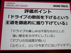 画像ギャラリー No.013のサムネイル画像 / ソーシャルアプリがクルマをもっと楽しいものに。「TOYOTA SOCIAL APP AWARD」受賞作品発表会レポート