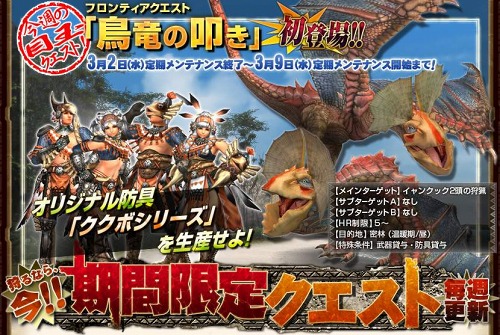 画像ギャラリー No.001のサムネイル画像 / 「MHF」期間限定クエスト情報。「ククボシリーズ」の生産素材を手に入れよう