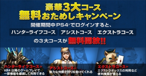 画像ギャラリー No.006のサムネイル画像 / 「MHF-Z」,サーバー2で3大コースの無料お試し期間を12月7日まで延長。PS4版限定