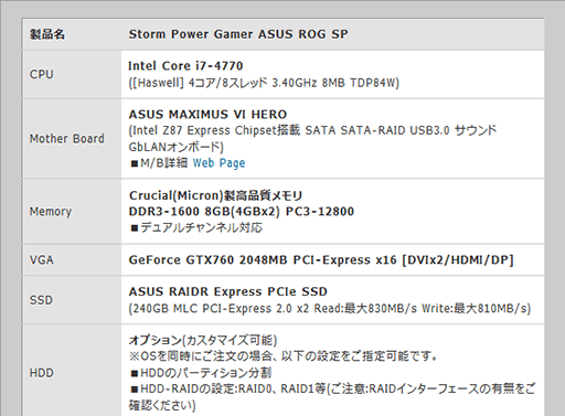 画像ギャラリー No.002のサムネイル画像 / Storm,R.O.G.のマザーボードとSSD「RAIDR Express」を採用したゲームPC