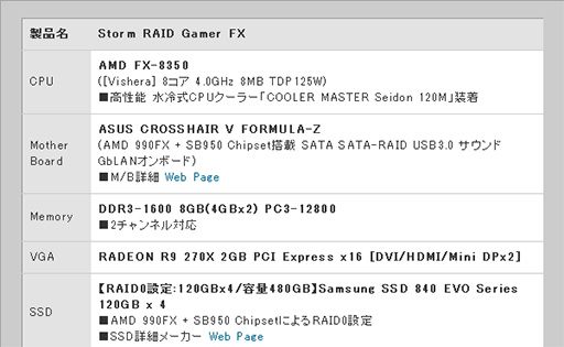 画像ギャラリー No.002のサムネイル画像 / Storm,FX-8350とSSD 840 EVO×4のRAID 0構成を搭載したゲームPC