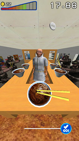 画像ギャラリー No.009のサムネイル画像 / 限られた時間で食欲を満たし電車に乗車せよ。スマホ向けスワイプアクション「i立ち食いそば」を紹介する「(ほぼ)日刊スマホゲーム通信」第797回