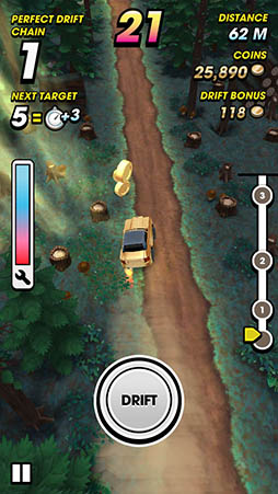 画像ギャラリー No.005のサムネイル画像 / 華麗なドリフトでどこまで進めるか挑戦。iOS向けカーアクション「Mega Drift」を紹介する「(ほぼ)日刊スマホゲーム通信」第830回