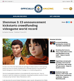 画像ギャラリー No.002のサムネイル画像 / やはり早かった。「シェンムーIII」の“クラウドファンディング100万ドル到達時間”がギネス記録に