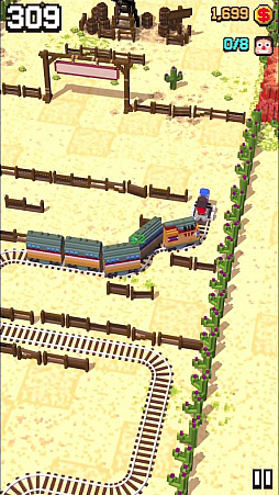 画像ギャラリー No.004のサムネイル画像 / 走るトロッコ,急げスワイプ! スマホ向けアクションゲーム「Tracky Train」を紹介する「(ほぼ)日刊スマホゲーム通信」第1185回