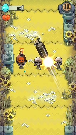 画像ギャラリー No.003のサムネイル画像 / 襲いかかってくる骸骨たちを蹴散らそう。スマホ向けアクションゲーム「忍ダッシュ」を紹介する「(ほぼ)日刊スマホゲーム通信」第1663回