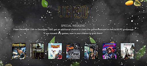 画像ギャラリー No.001のサムネイル画像 / Ubisoft Entertainment,設立30周年を記念して無料配布してきた7本のタイトルをまとめたパックを期間限定でリリース
