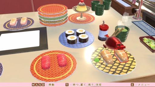 画像ギャラリー No.008のサムネイル画像 / 最大4人で自由に回転寿司を楽しむシミュレータ「ただお寿司食べよう！」，Steamストアページを公開。リリース予定日は5月27日