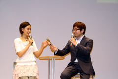 画像集#035のサムネイル/キーワードは“リアルタイム”と“オープンプラットフォーム”。10周年を迎えたNHN Japanが記者発表会「Hangame ex 2010」を開催。加藤夏希さんも応援に