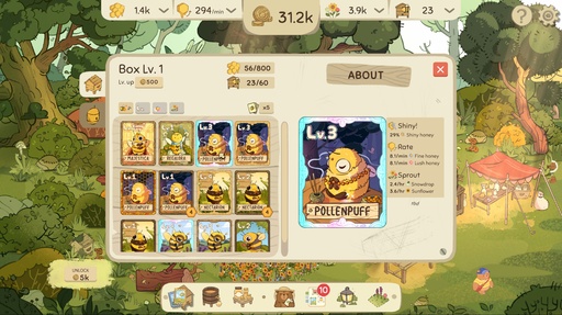画像ギャラリー No.003のサムネイル画像 / クマ一家のはちみつ農園を手伝う放置系ゲーム「Bottled By Bears」，11月11日にSteamで発売。ハチパックを開けてハチを集めよう
