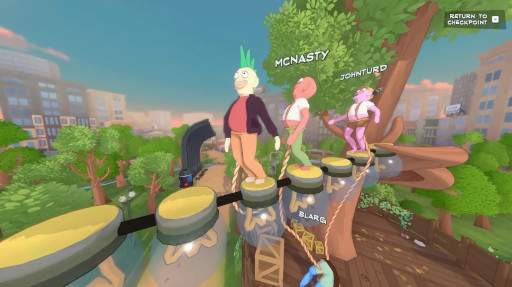 画像ギャラリー No.008のサムネイル画像 / 友情が試される協力型アクション「Friendly Steps」，Steamでリリース。ロープで互いの身体をつなぎ，最大4人の酔っ払いたちが帰宅を目指す