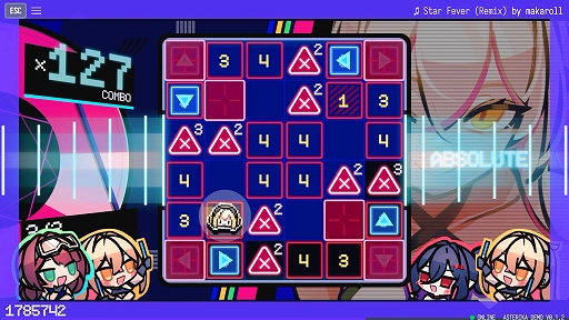 画像ギャラリー No.005のサムネイル画像 / 6×6のグリッド上で音楽に合わせて弾幕を避けるリズムACT「アステリカ：ファントムローズ・リフレイン」，デモ版をリリース
