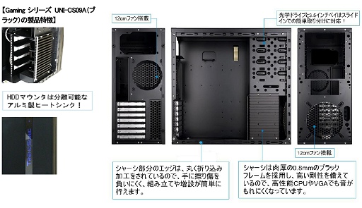 画像ギャラリー No.002のサムネイル画像 / ユニットコムからゲーマー仕様PCケース「UNI-CS09A」発売