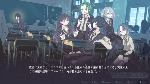 画像ギャラリー No.002のサムネイル画像 / 孤立した高校生活を送る主人公がクラスの中心グループと関わっていく。ビジュアルノベル「二万分の一の雨粒達」，Steamで配信開始
