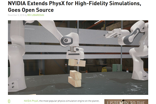 画像ギャラリー No.002のサムネイル画像 / NVIDIA,物理シミュレーションエンジン「PhysX」をオープンソース化。AI分野における用途拡大を目指す