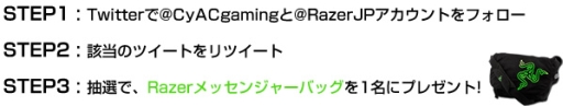 ���������꡼ No.002�Υ���ͥ������ / ��CyAC�סߡ�Razer�פ�twitter�����ڡ��󳫺š�������Razer���Хå���������