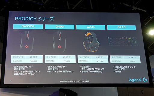 ꡼ No.015Υͥ / TGS 2016Logicool G꡼ProdigyפŸ1ƤϿޥG403 ProdigyפȥܡɤӥإåɥåȤʤɷ4ʤ