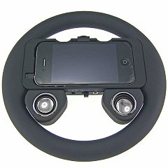 画像ギャラリー No.001のサムネイル画像 / iPhone 4用レースゲームの臨場感アップ? ステアリングコントローラ風のアタッチメントが登場
