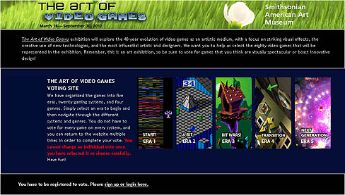 画像集#001のサムネイル/スミソニアン美術館が「The Art of Video Games」を，2012年3月16日から開催。展示するタイトルは，一般からの投票で決定