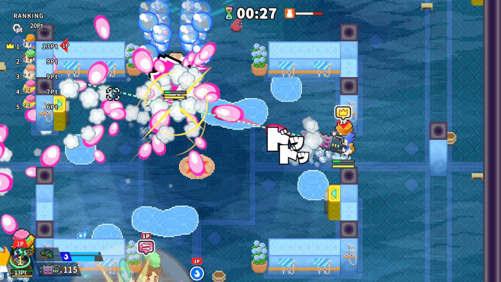 滑る銭湯で水鉄砲バトル!「銭湯サバイバー」Switch版登場