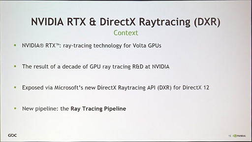 画像集 No.004のサムネイル画像 / ［GDC 2018］西川善司の3DGE：DirectX RaytracingにRTX，Optix，ProRenderにRadeon Rays。“レイトレだらけ”の状況をすっきりさせてみる