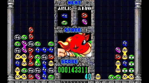画像ギャラリー No.004のサムネイル画像 / 「EGGコンソール ぷよぷよ PC-9801」配信開始。予告ぷよが左右端に並ぶ,PC-9801版ならではの仕様を再現