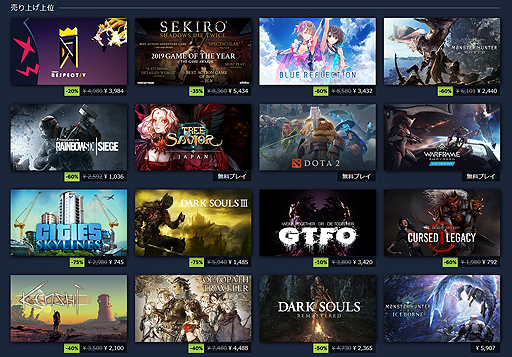 Steamウィンターセールが本日スタート Tga19でgotyを獲得した Sekiro を始め多数のタイトルがセールに登場