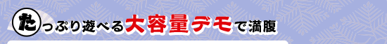たっぷり遊べる大容量デモで満腹