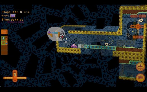 画像ギャラリー No.007のサムネイル画像 / ユニークなパズルアクション「表面迷宮 くるまぶ」。立体の上に貼り付けられた2Dの迷宮を，あちらの面からこちらの面へと多脚メカで走破する