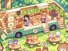動物たちと森でキッチンカーを経営。「ちいさな森のごちそう屋」，G123で本日サービス開始。料理やお店の装飾を楽しめる
