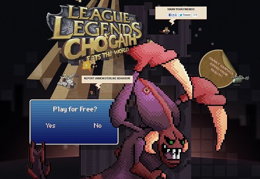 画像ギャラリー No.001のサムネイル画像 / Riot Games,ブラウザゲーム「League of Legends: Cho’gath Eats the World 」を公開。世界の各都市でCho’Gathが大暴れ