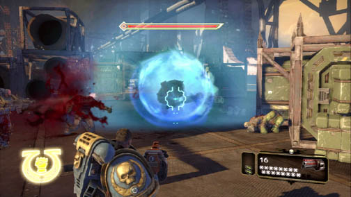 画像ギャラリー No.009のサムネイル画像 / 目立ちすぎる金と青の鎧で味方の盾となり,オルクどもを存分に屠れ! 良質なTPS「ウォーハンマー40,000:スペースマリーン」レビュー