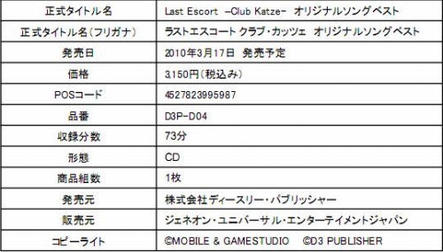 画像ギャラリー No.001のサムネイル画像 / 「Last Escort」,7人の“甘い歌声”を収録したCDが発売決定