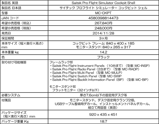 画像集#005のサムネイル/27万円弱で,自宅を飛行機のコクピットにできます。フライトシムの計器用機材ラックがMad Catzから発売