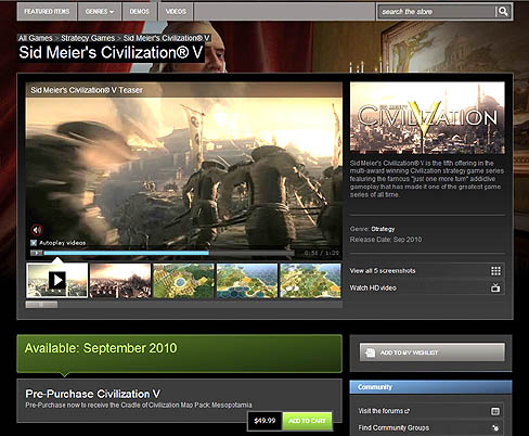 ���������꡼ No.001�Υ���ͥ������ / ��Sid Meier's Civilization V�פ�9��ȯ�䡣Steamworks�μ����ǡ��ǥ�����ǧ�ڤ�ɬ�ܤ�