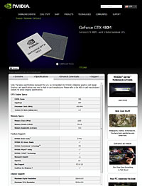 画像集#003のサムネイル/ノートPCにもFermiが。NVIDIA，「GeForce GTX 480M」の情報を公開