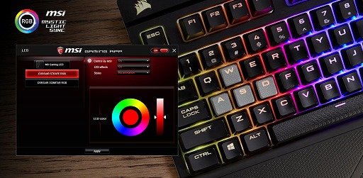 画像ギャラリー No.001のサムネイル画像 / MSI,マザーボードのLEDイルミネーション機能と連動して他社製周辺機器も光らせるソフトウェアを発表