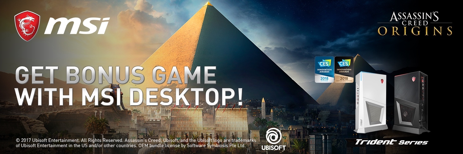 画像集 001 Msi 小型ゲームpc Trident 3 購入者へ アサシン クリード オリジンズ の無料ダウンロードコードをプレゼントするキャンペーン 4gamer Net