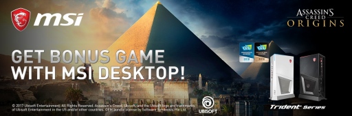 画像ギャラリー No.001のサムネイル画像 / MSI，小型ゲームPC「Trident 3」購入者へ「アサシン クリード オリジンズ」の無料ダウンロードコードをプレゼントするキャンペーン