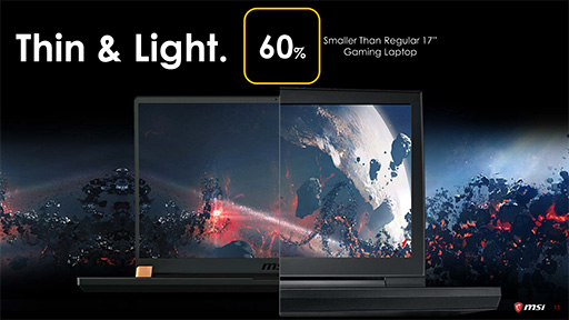 画像ギャラリー No.008のサムネイル画像 / RTX 2080 Max-Q搭載で薄さ18.95mm,重量2.25kgのゲーマー向けノートPCをMSIが発表。「GS75 Stealth」