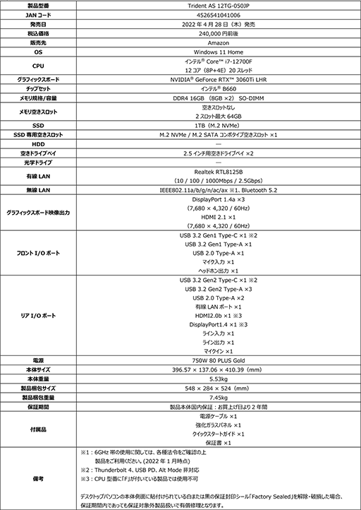 ���������꡼ No.002�Υ���ͥ������ / MSI��RTX 3060 Ti��ܤΥ����ޡ���������PC��Trident AS�פ�ȯ��