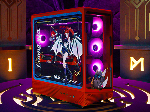 画像ギャラリー No.001のサムネイル画像 / 深紅のPCケースがまぶしい。MSIオリジナルキャラ「Loong:NIA」仕様のデスクトップPCが発売に