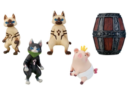 モンハン」のプーギーぬいぐるみとアイルーフィギュアが,プライズで3