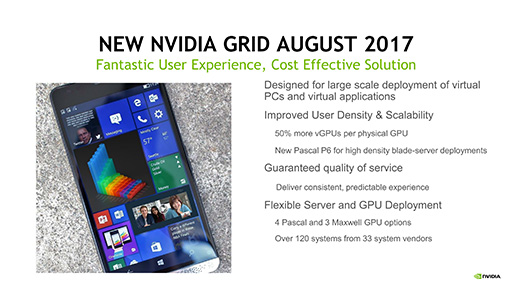 画像ギャラリー No.005のサムネイル画像 / NVIDIA,Pascal世代GPUに対応したGPU仮想化ソフトウェア「Quadro Virtual Data Center Workstation」を発表