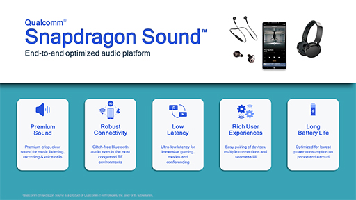 画像集#003のサムネイル/Qualcommが「Snapdragon Sound」を発表。ハイエンドスマートフォンの音質向上や遅延の低減を実現