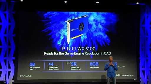 画像集#005のサムネイル/［SIGGRAPH］AMD，コンテンツ制作向けの青いグラフィックスカード「Radeon Pro」立ち上げ。容量1TBのSSDフレームバッファを持つ特別版「SSG」を予告