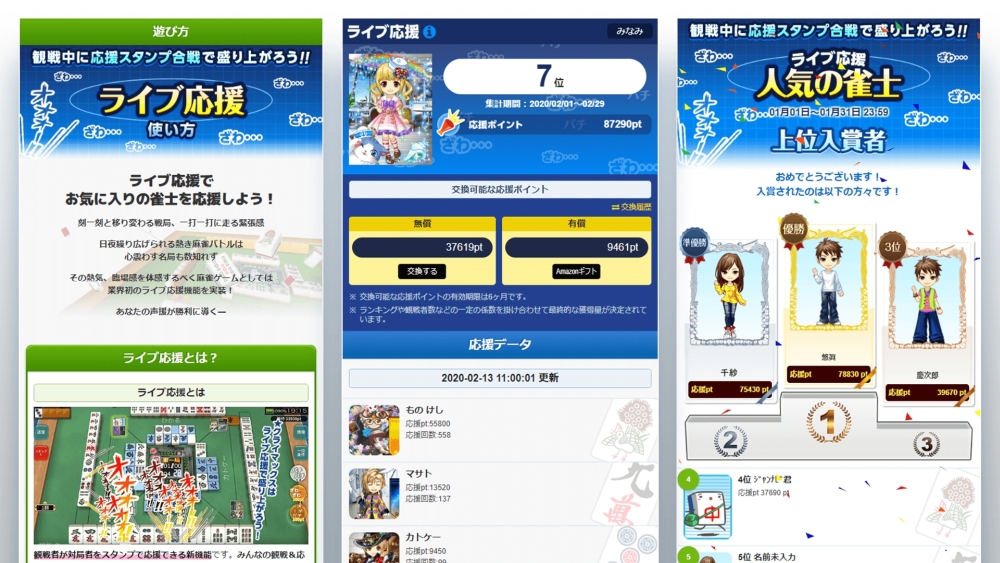 画像ギャラリー No.004のサムネイル画像 / 「ジャンナビ麻雀オンライン」に「ライブ応援」機能が追加。プロ雀士の応援も可能