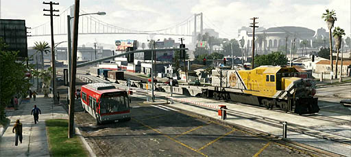 画像ギャラリー No.007のサムネイル画像 / 「Grand Theft Auto V」の最新ムービーを,現在分かっている範囲で細かく分析。3人の主人公が暮らす街,ロスサントスの日常風景とは